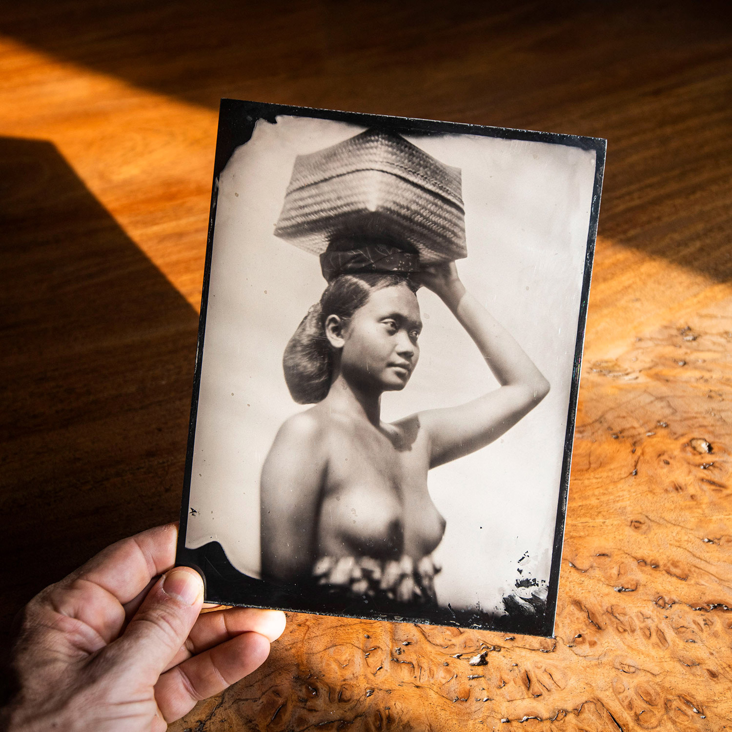 Amanda a balinese girl carrying gebogan in Forgotten portrait frozen in tintype  Indonesia art prints